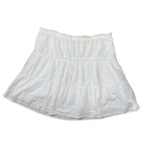 ⭐ Vintage Merona Large 100% Cotton White Tiered Peasant Mini Midi Skirt